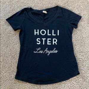 Navy hollister logo v-neck tee